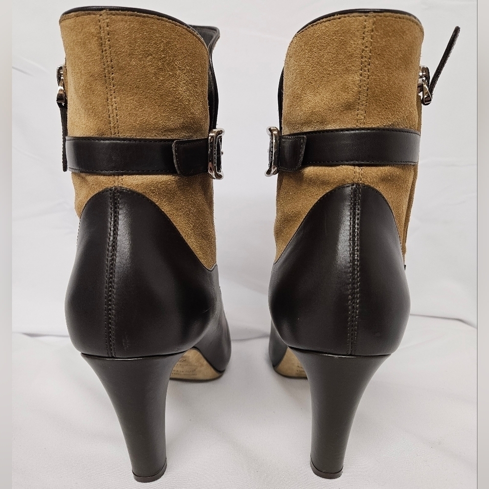 Bally Chanya Suede And Leather Heel Boots In Tan And Brown US Sz 6 EU Sz 36.5 - Picture 12 of 15